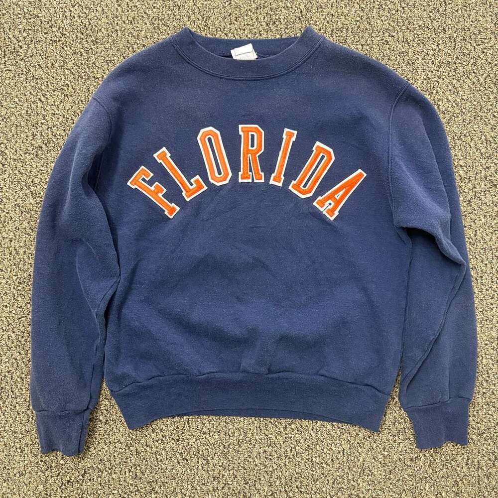 Bike Florida Sweatshirt Navy Blue Orange Applique Crewneck